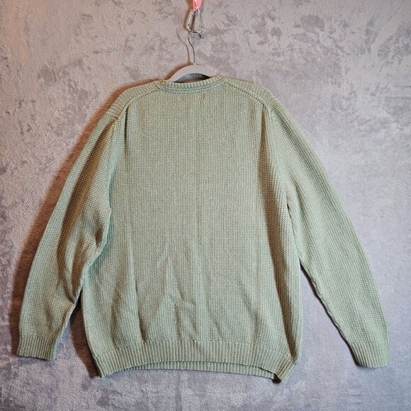Tasso Elba Pullover Sweater Mens XL Green Cotton Career Office Hipster Retro Dad - Picture 6 of 11